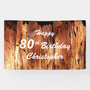 Personalise 80th Birthday Sign Faux Weathered Wood