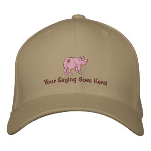 Personalise A Cute Little Pig with Your Text Embroidered Hat