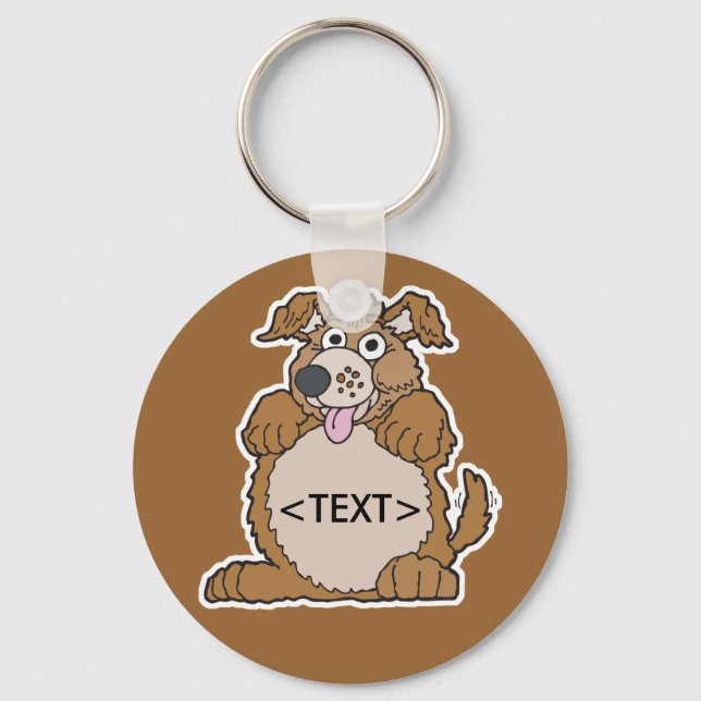 Personalise a Puppy Dog, <TEXT> Key Ring (Front)