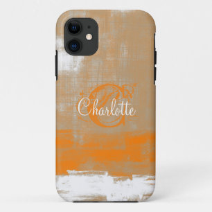 Personalise Abstract style orange grey white iPhone 11 Case