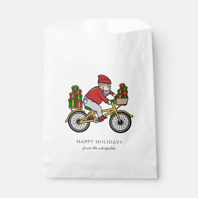 Personalise Add Family Name Cyclist Christmas Favour Bag (Front)