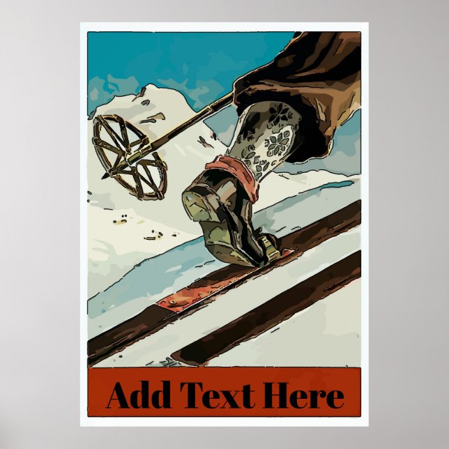 Personalise, add text,Mountain Snow Ski Poster (Front)