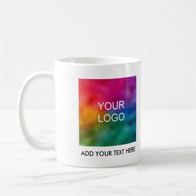 Personalise Add Your Company Business Logo Text Coffee Mug (Left)