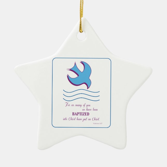 Personalise, Adult Baptism Dove on Blue Ceramic Ornament (Front)