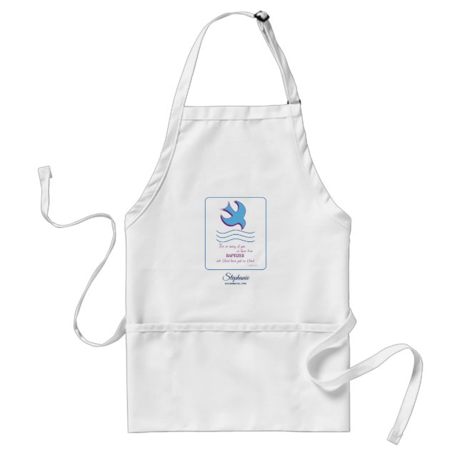 Personalise, Adult Baptism Dove on Blue Standard Apron (Front)