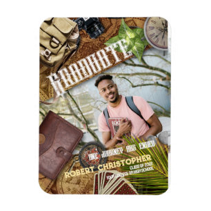 Personalise Adventurer Graduation Announcement Magnet
