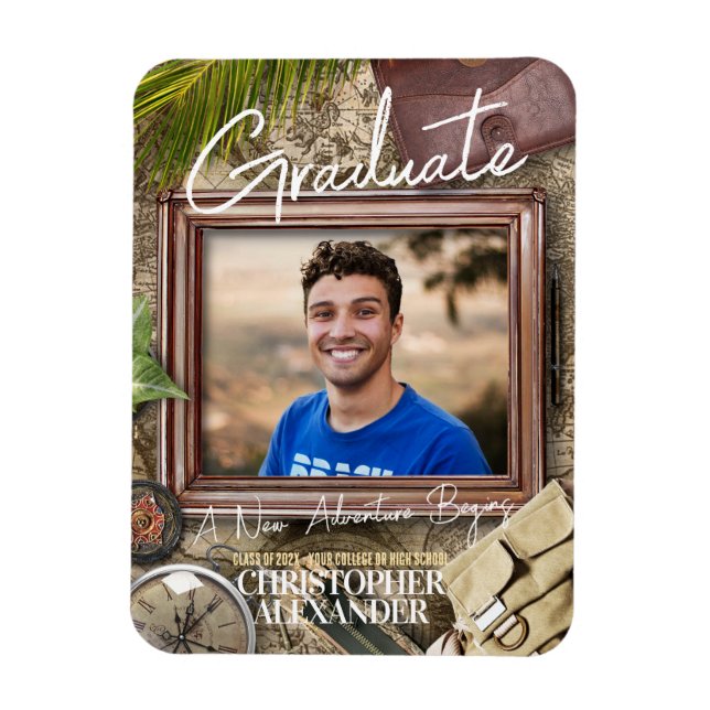 Personalise Adventurer Graduation Announcements Magnet (Vertical)