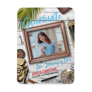 Personalise Adventurer Graduation Announcements Magnet