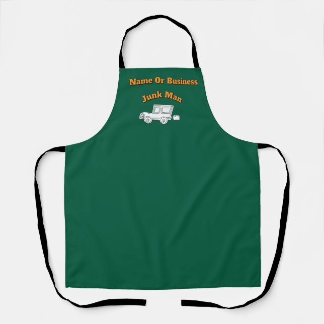 Personalise Advertise Junk Man Green Work    Apron (Front)