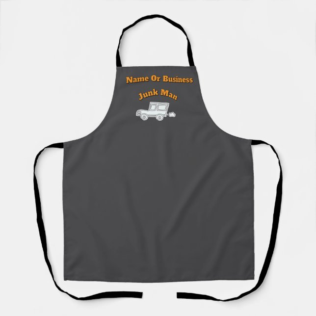Personalise Advertise Junk Man Grey Work Apron (Front)
