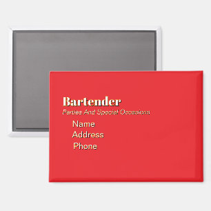 Personalise Advertise Promote Bartender  Magnet