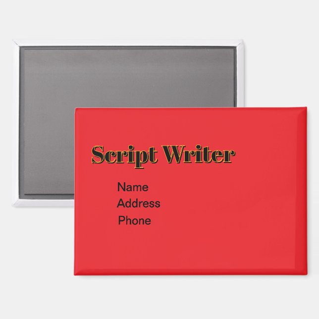 Personalise Advertise Promote Script Writer   Magnet (Front/Back)