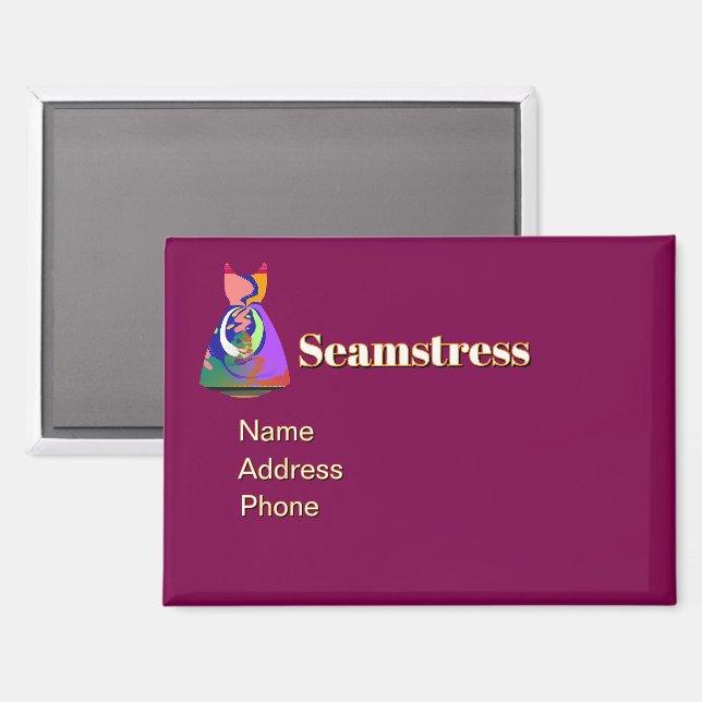 Personalise Advertise Promote Seamstress Plum  Magnet (Front/Back)