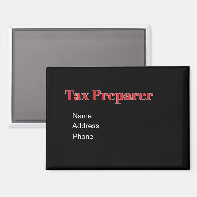 Personalise Advertise Promote Tax Preparer Magnet (Front/Back)