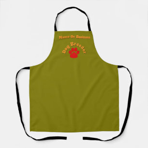 Personalise Advertise Red Paw Dog Breeder Olive   Apron