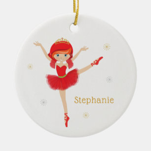 Personalise African American Christmas Ballerina Ceramic Ornament