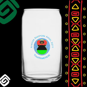 Personalise African Diaspora Angel Flag Blue White Can Glass