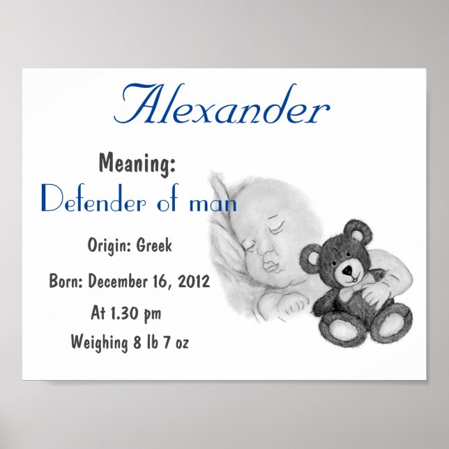 Personalise Alexander Name meaning keepsake Poster (Front)