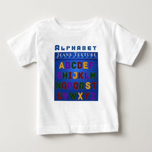 Personalise Alphabet Pattern Jeans Texture Baby T-Shirt (Front)