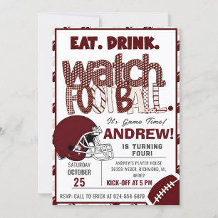 Personalise American FOOTBALL WATCH Party Invitation