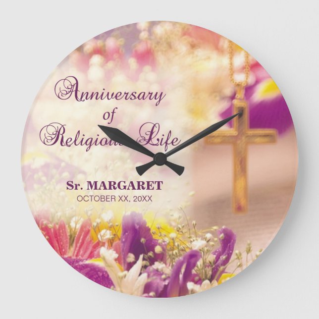 Personalise, Anniversary Religious Life, Nun Large Clock (Front)