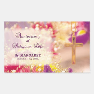 Personalise, Anniversary Religious Life, Nun Rectangular Sticker