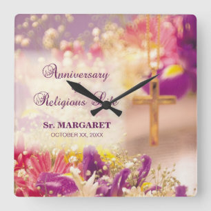 Personalise, Anniversary Religious Life, Nun Square Wall Clock