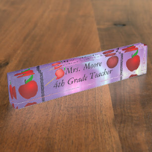 Personalise Apple Name Teacher Class Aurora Skies Nameplate