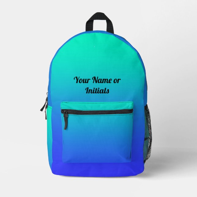 Personalise Aqua Blue Everyday Printed Backpack (Front)