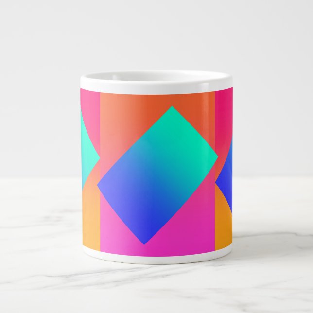 Personalise Aqua+Blue Geo Pink Gradient Jumbo Mug (Front)