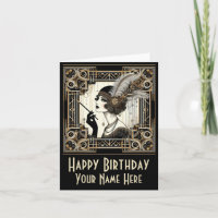 Personalise Art Deco Twenties Flapper No 3 Card