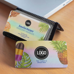 Personalise artsy watercolor ice cream theme business card