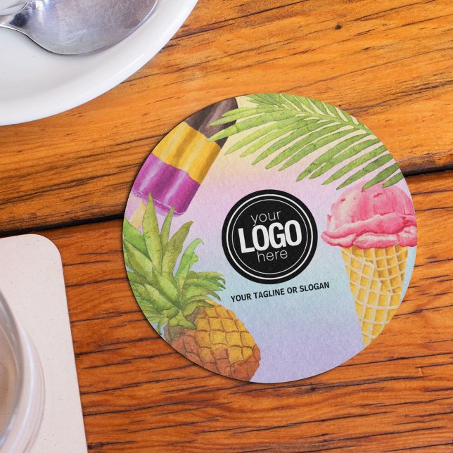 Personalise artsy watercolor ice cream theme coaster (Creator Uploaded)