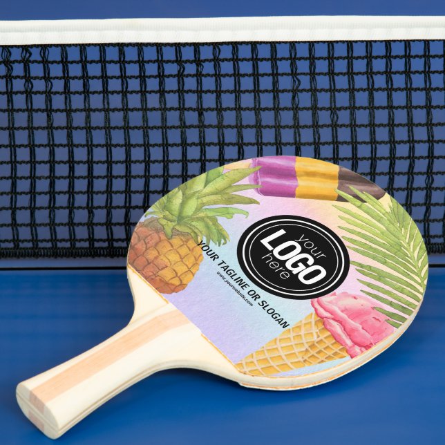 Personalise artsy watercolor ice cream theme ping pong paddle (Insitu)