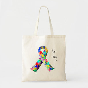 Personalise Autism Ribbon tote bag