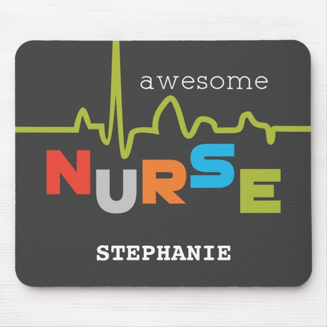 Personalise, Awesome Nurse on Nurses Day Mouse Pad (Front)