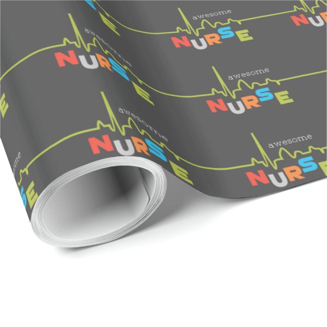 Personalise, Awesome Nurse on Nurses Day Wrapping Paper (Roll Corner)