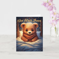 Personalise Baby Bear Sick in Bed Get Well Soon