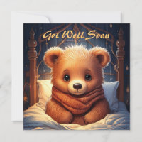 Personalise Baby Bear Sick in Bed Get Well Soon