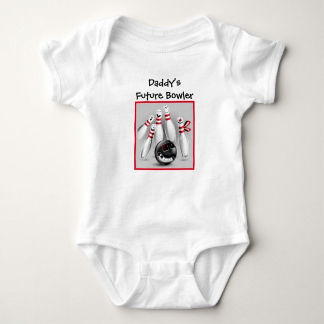 Personalise Baby Bowling Baby Bodysuit (Front)