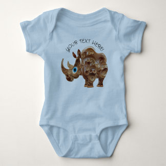 Personalise Baby Boy Cute Rhino Baby Bodysuit