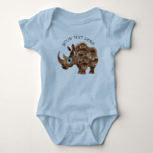 Personalise Baby Boy Cute Rhino Bodysuit