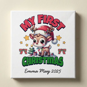 Personalise Baby First Christmas Brown Santa Deer