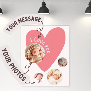 Personalise Baby Gift with 4 Photo & Message Poster