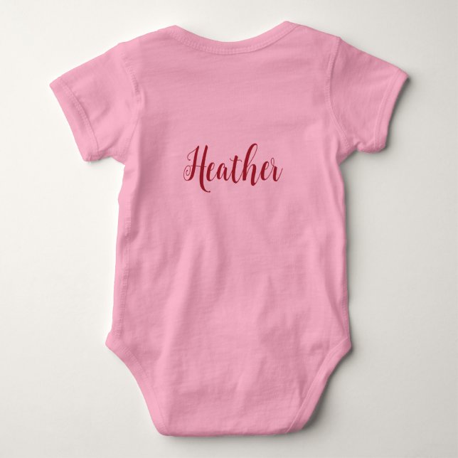 Personalise Baby Girl Decorative Script Lettering  Bodysuit (Back)