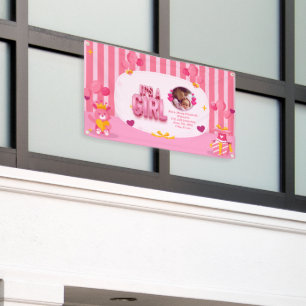 Personalise Baby Girl Gender Reveal Text and Photo Banner