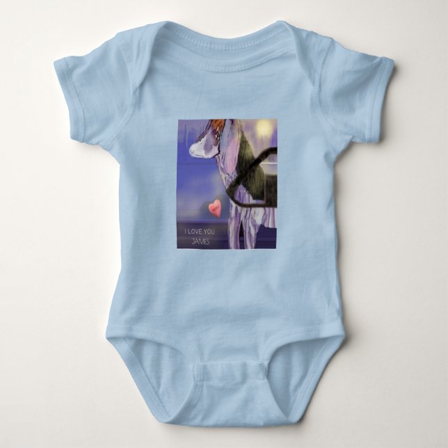 Personalise Baby light blue "I LOVE YOU"  Bodysuit (Front)