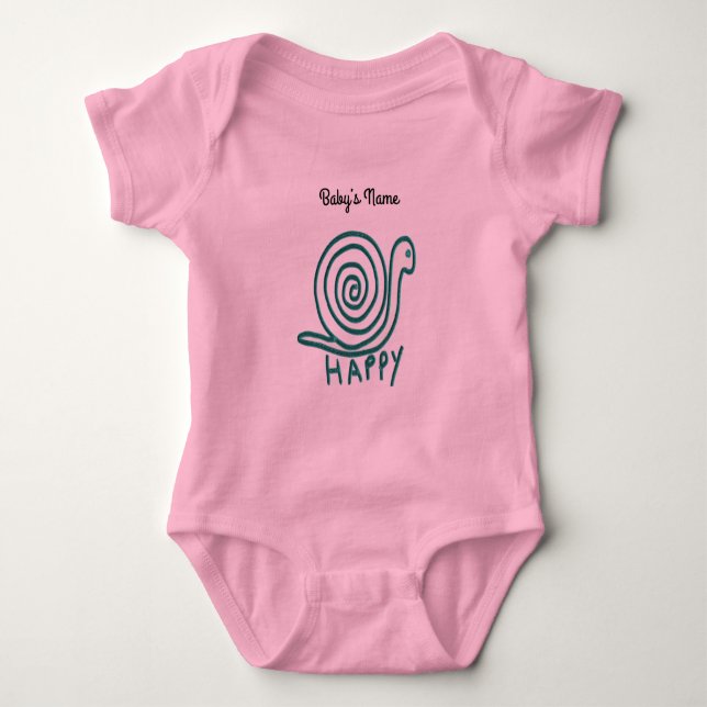 Personalise Baby’s Name Infant Snail Baby Bodysuit (Front)