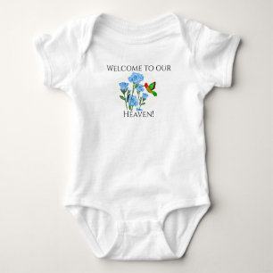 Personalise Baby’s One=Piece Floral Hummingbird Baby Bodysuit