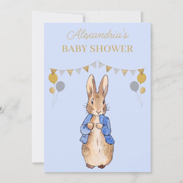 Personalise Baby Shower Peter the rabbit Invitation (Front)
